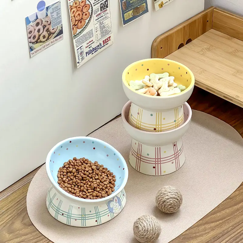 创意钢琴兔宠物碗可爱卡通陶瓷碗猫碗狗碗猫粮碗猫狗喝水碗