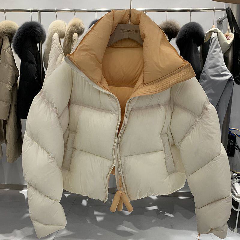 泡芙棉服女2026新款设计感撞色减龄洋气短款立领冬季气质面包服