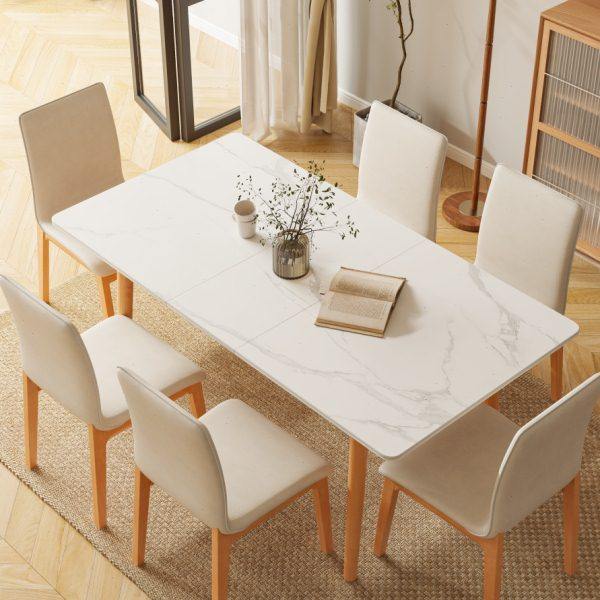 北欧风餐桌椅组合可伸缩岩板实木饭桌电磁炉小户型家用折叠日式桌,住宅家具,岩板餐桌,淘宝优惠券,粉丝福利购,淘宝优惠卷