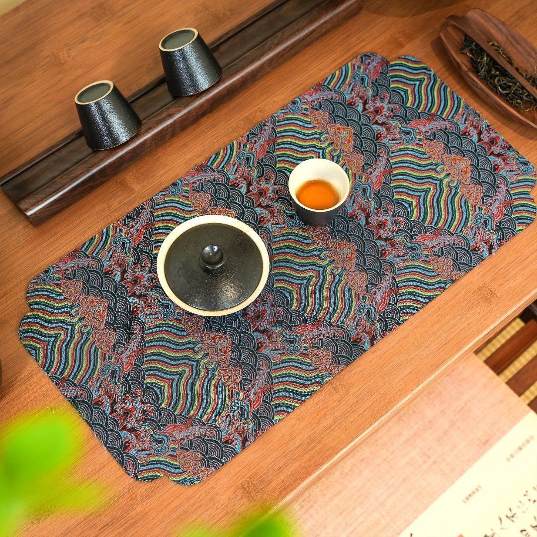 禅意茶垫茶席织锦布艺茶盘干泡席图片