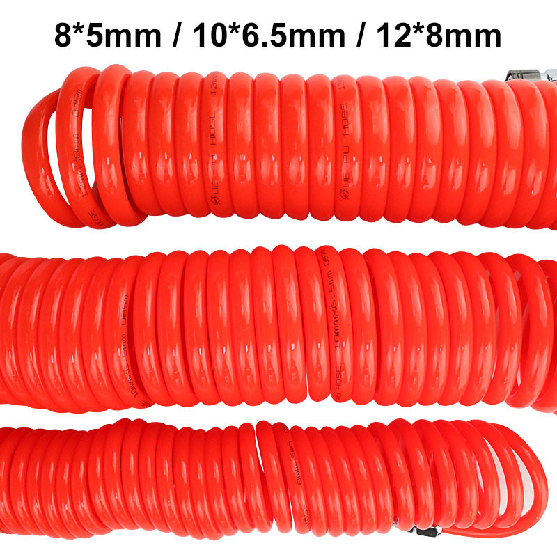 气动弹簧管空压机气泵气管软yy管伸缩PU螺旋风管带快速接头气线