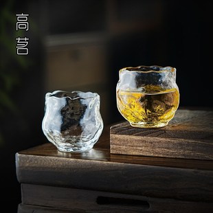 个人专用品茗杯锤纹玻M璃小容量单杯家用高级 精致小茶杯2024新款