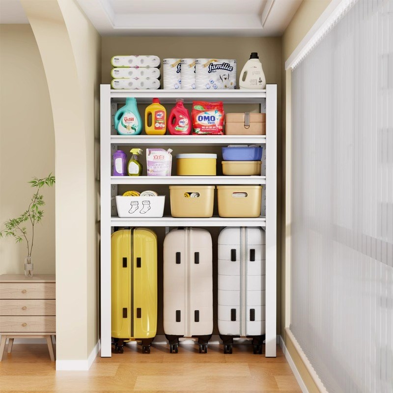 家用货架c置物架多层落地阳台杂物间储藏行李箱收纳下空式角钢架