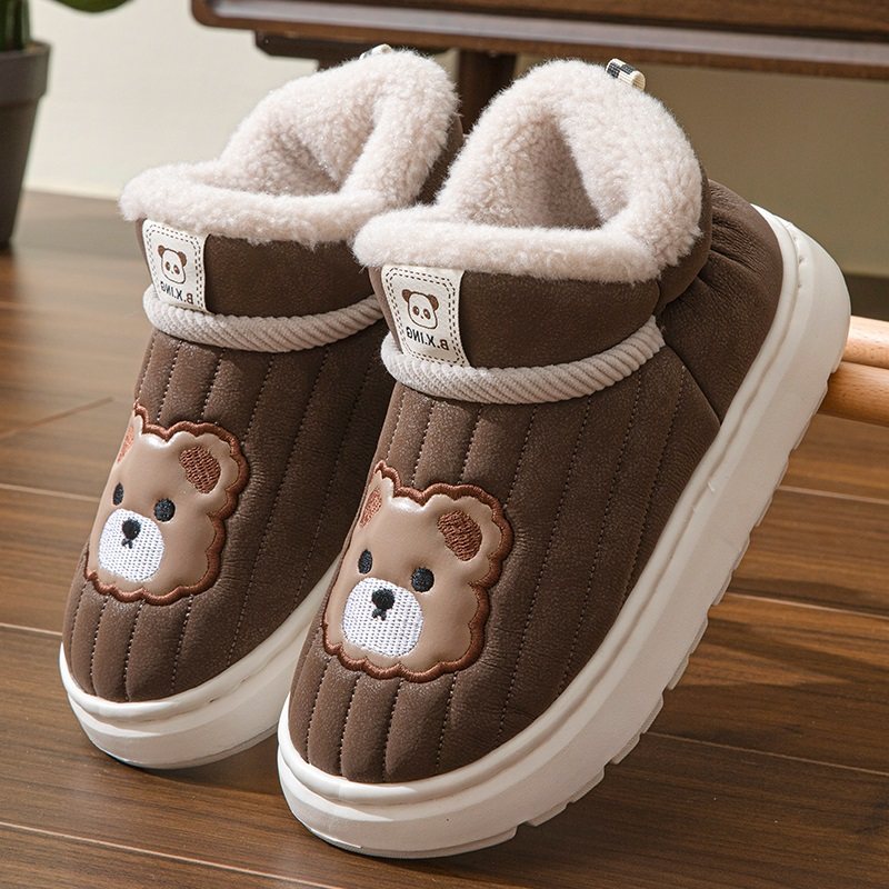 防水棉拖鞋男2025冬季包跟居家厚底防滑情侣家用毛绒保暖棉鞋女款