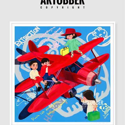 刘颖版画离别之日1.5m大v尺寸客厅沙发背景艺术卡通装饰画卧室挂