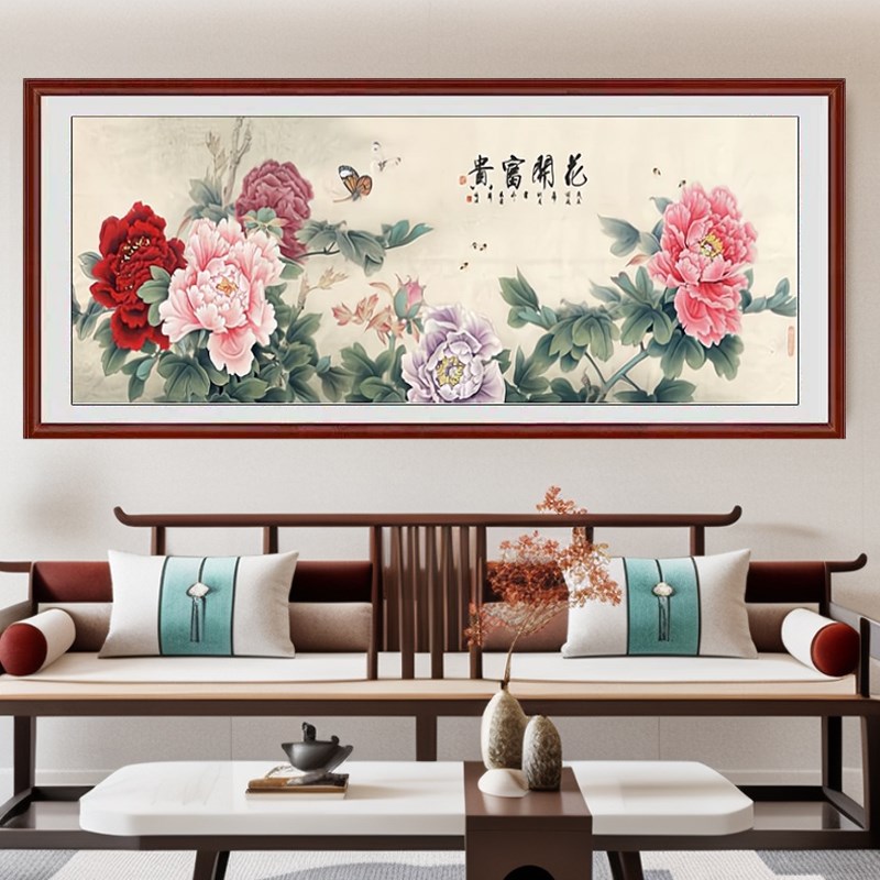 花开富贵十字绣diyn手工线绣牡丹图客厅简约大气花卉贴砖钻石画5d