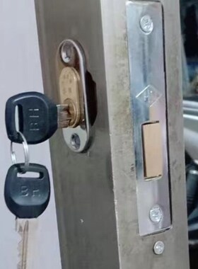 华南大队长84型 老l式加长铝合金平开门锁65mm 有框玻璃门地锁55m