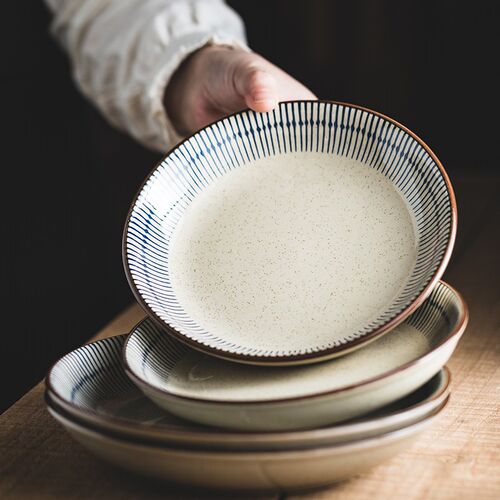 英寸炒菜菜盘家用餐盘陶瓷釉下彩面碗日式餐具碟深盘