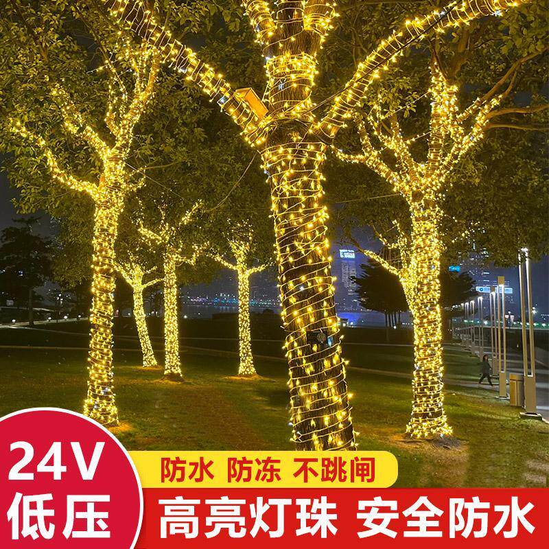 24V低压灯串挂树上小彩灯闪灯串灯满天星户外防水led缠树灯带装饰