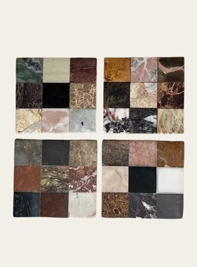 天然大理石杯垫风设计师桌面装饰创意马赛克托盘