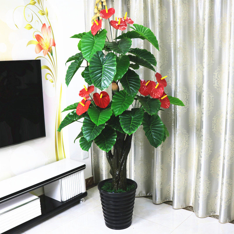 假树红掌仿真花假花盆栽落地绿植室内花仿真植物花