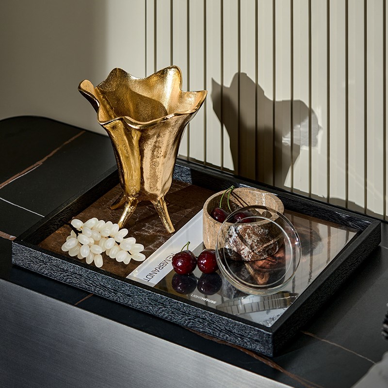 卧室梳妆台装饰品摆件高级感轻奢风托盘摆件首饰盒收纳盒好物搭配