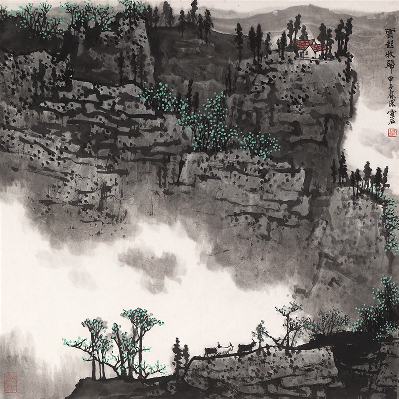 白雪石四尺斗方国画墨画艺术微喷复画宣纸画临摹画