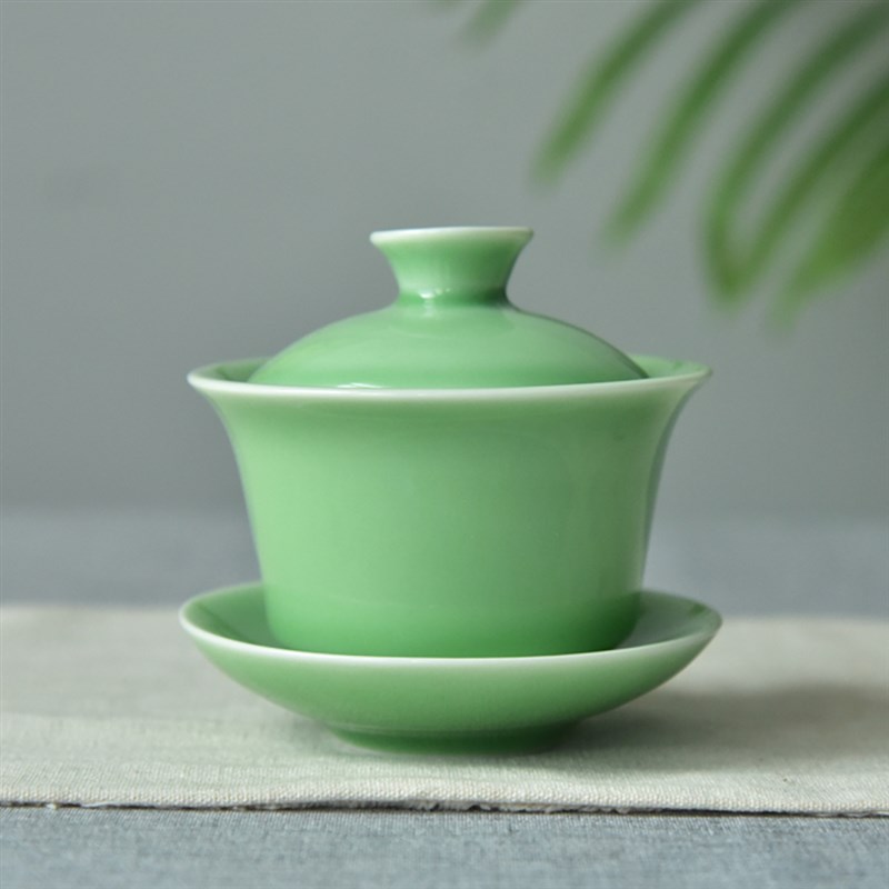 龙泉青瓷手工盖碗大号陶瓷茶碗功夫茶具泡茶杯家用三才碗 140ml