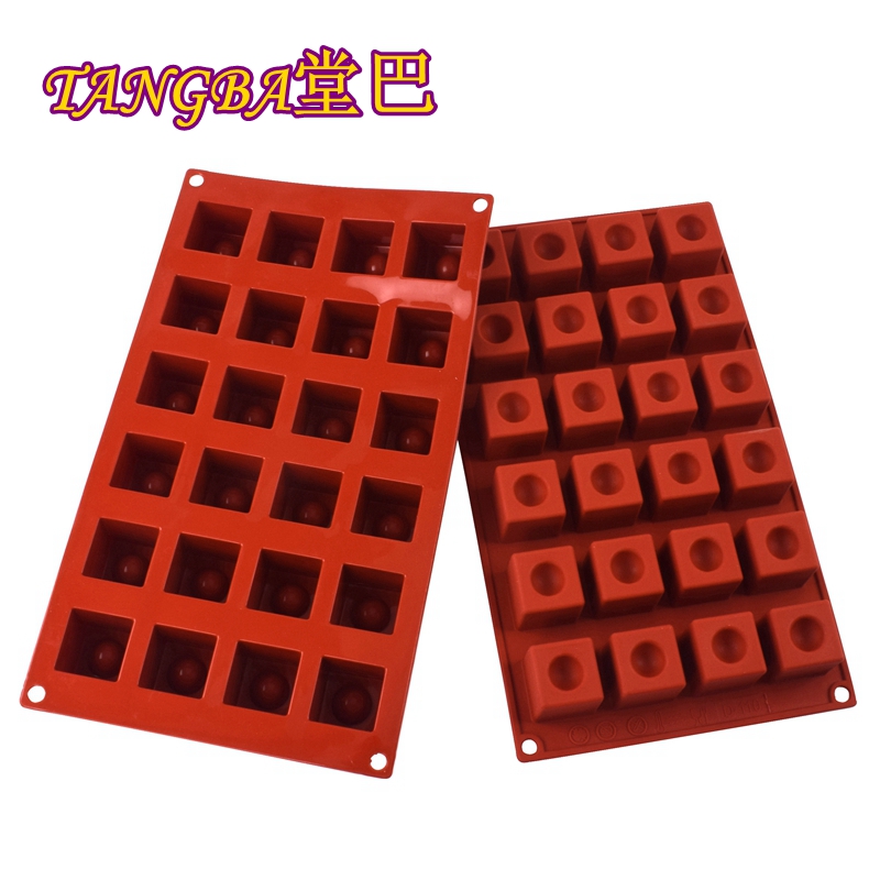 创意凹点D-110 24连立体小正方形慕斯矽胶模 3cm果冻布丁蛋糕模具