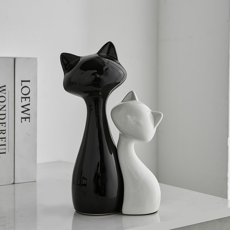 陶瓷情侣猫咪小众家居软品酒柜现代简约
