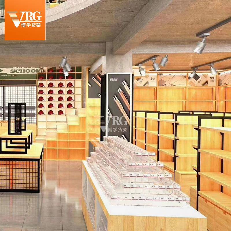 创意文具店货架新款文具用品笔架展示架书店亚克力梯形中间货柜