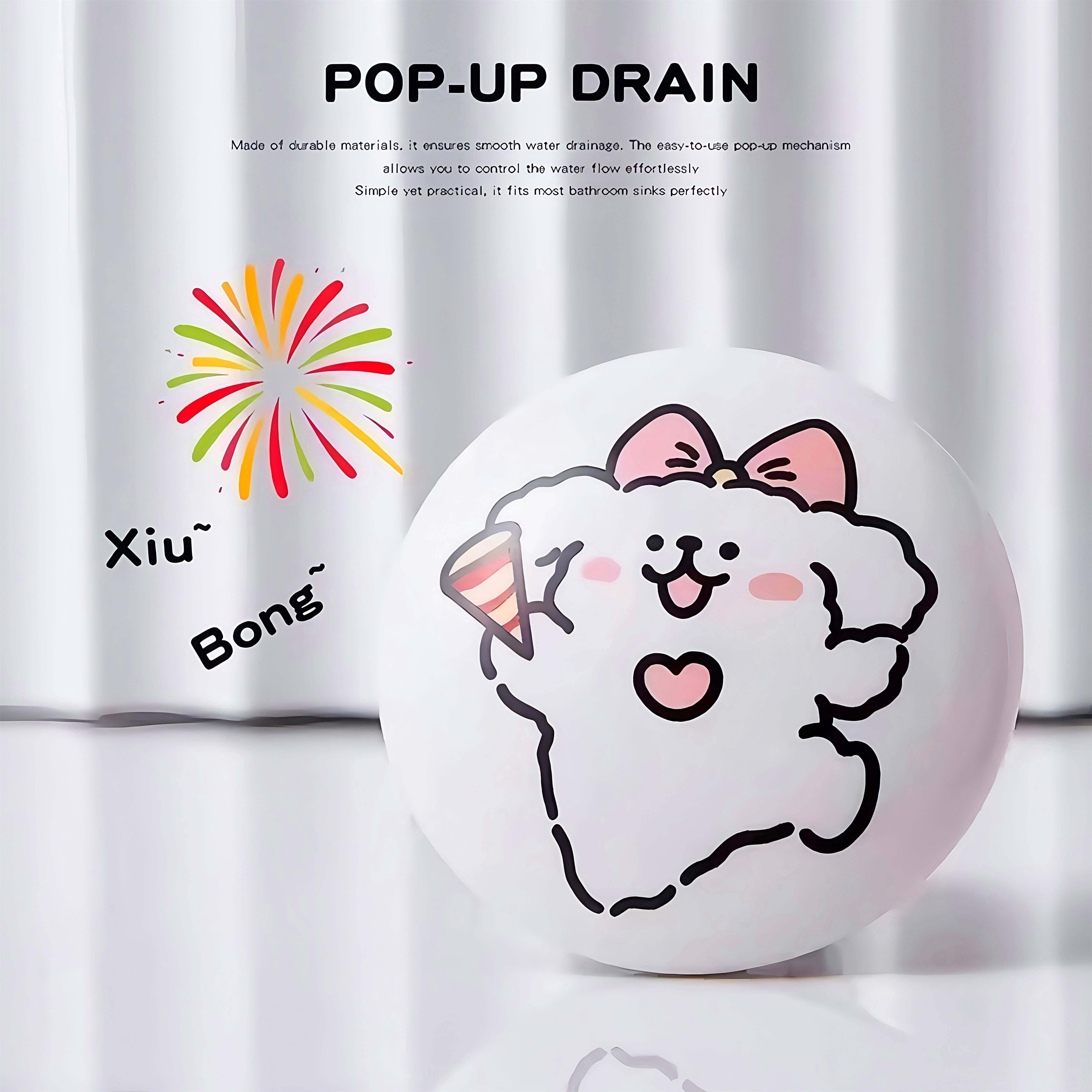 可爱小狗陶瓷洗脸盆卫生间洗手池漏水塞洗脸盆下水器创意弹跳内芯,家装主材,下水器,淘宝优惠券,粉丝福利购,淘宝优惠卷