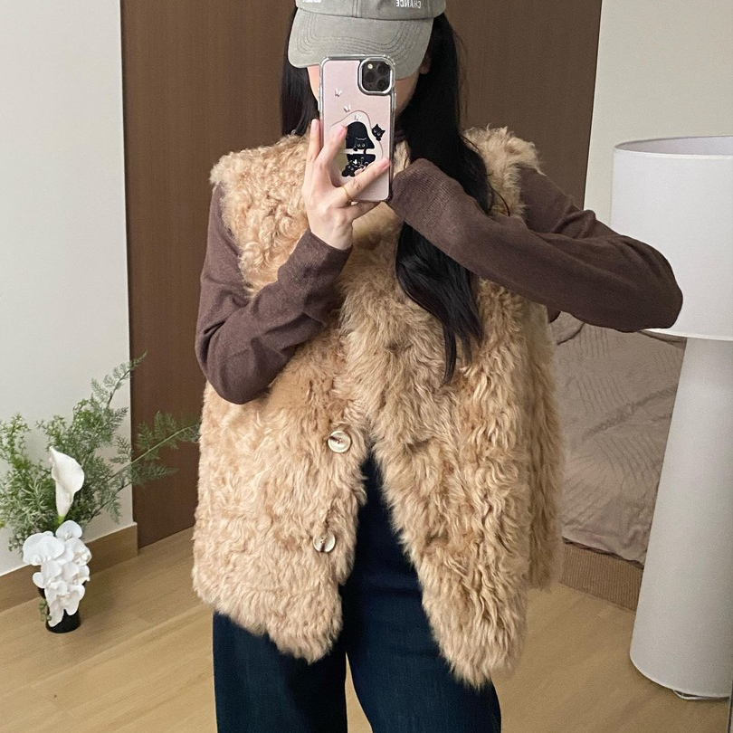 茉寻仲夏百搭辣妹风仿皮草马甲女
