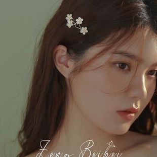 珍珠花朵气质发饰清新发夹简约侧边夹子一字森系刘海网红发卡头饰