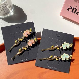 超仙粉色花朵珍珠发夹夏季森系侧边一字夹刘海夹韩系精致发卡夹子
