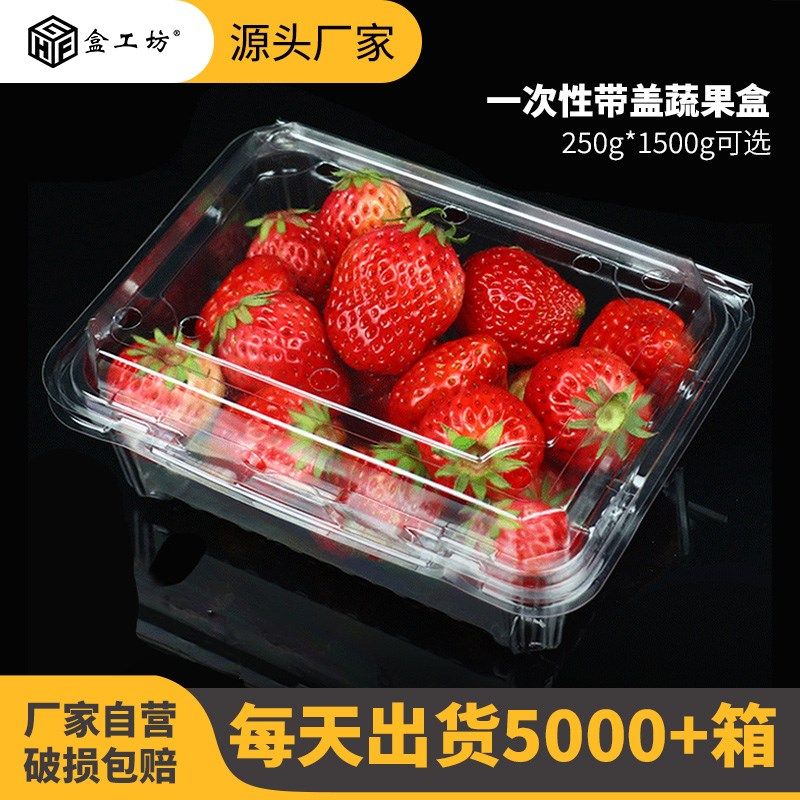 盒工坊一次性水果塑料盒包装盒透明一斤装果蔬店水果蔬菜打包盒