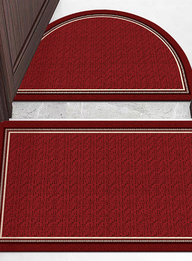 红色新年半圆进门地垫入户门垫丝圈龙年门口门外室外家用喜庆耐脏