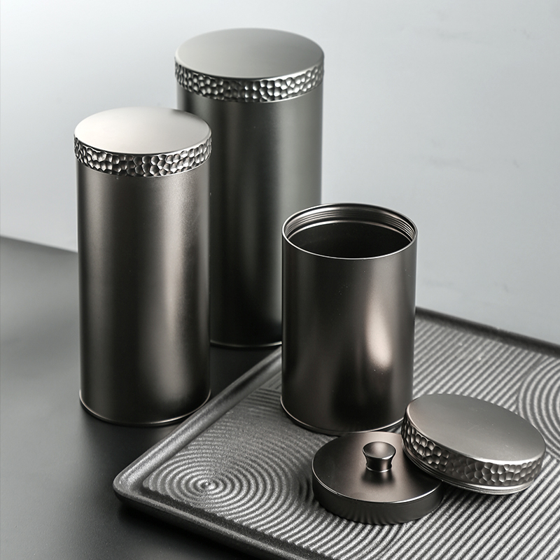 大号高档精品金属茶叶罐家用锤纹密封茶罐茶叶盒储茶罐茶叶收纳盒