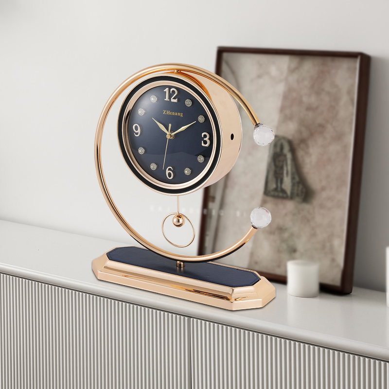 轻奢简约时尚座钟客厅家用装饰摆件坐钟大号静音钟表韩版创意时钟