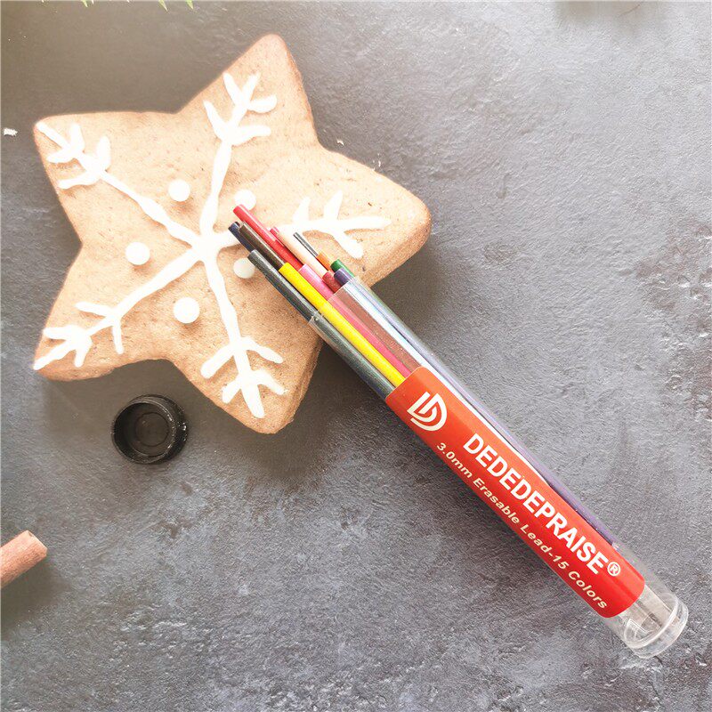 新款可擦彩色铅芯套装15色3.0MM自动铅笔专用彩铅替芯彩绘画填色