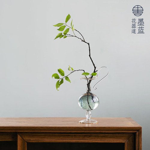 金边雕花玻璃小花瓶插花装饰鲜花植物水培摆件高级感设计艺术花器
