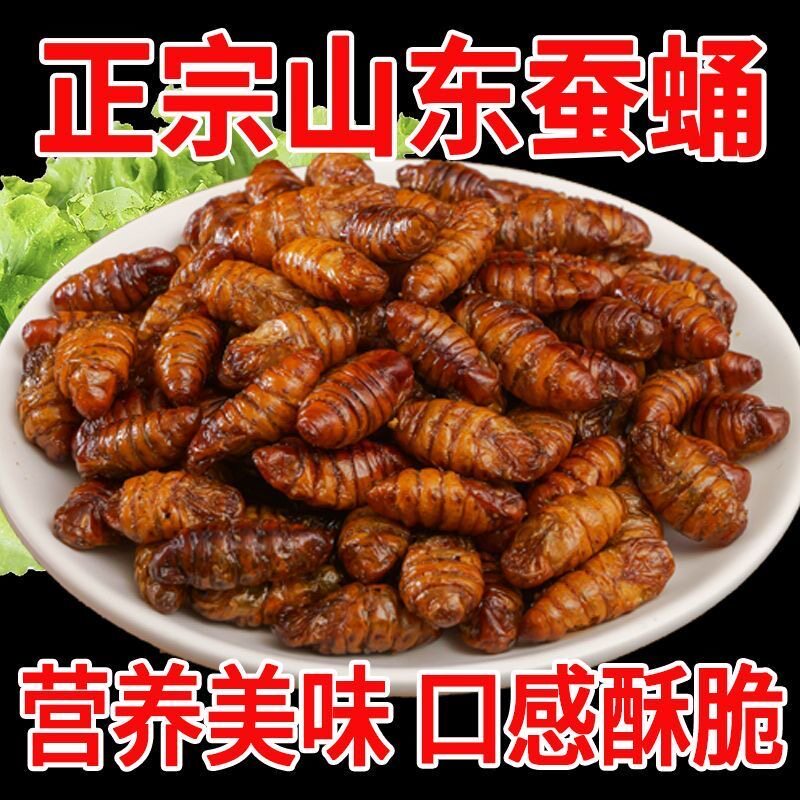 新鲜熟蚕蛹即食零食精选新鲜桑蚕蛹办公室追剧解馋小吃酥脆零嘴