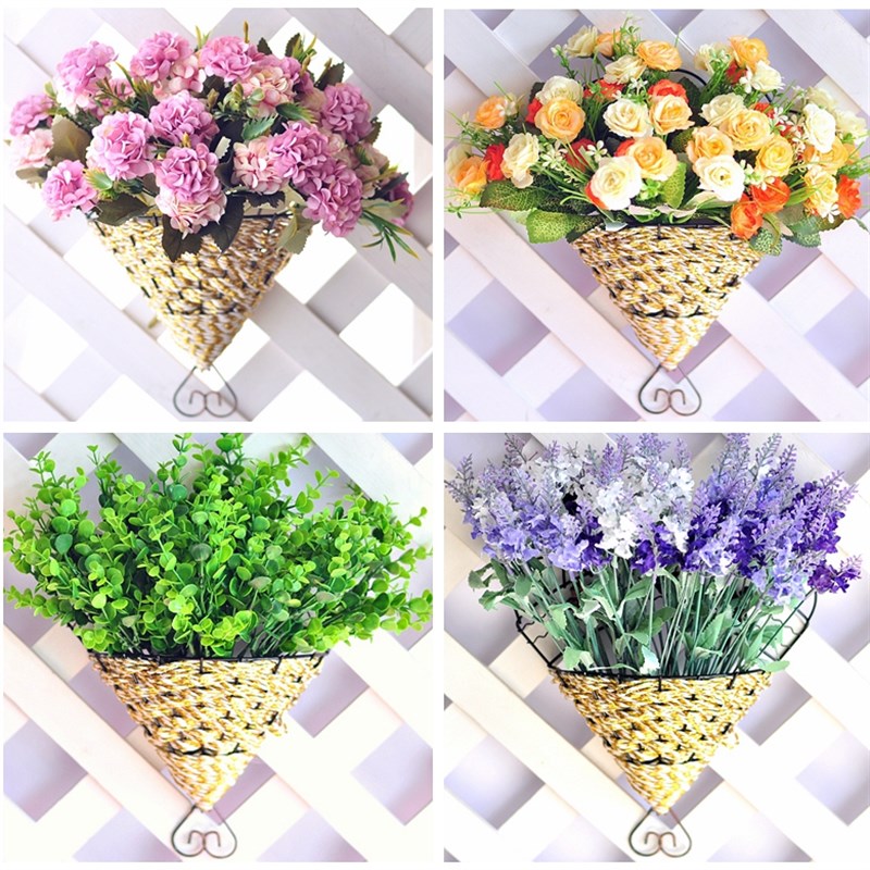 挂墙花篮套装彷真假花挂篮墙壁饰吊篮室内挂壁挂摆设墙面装饰花艺