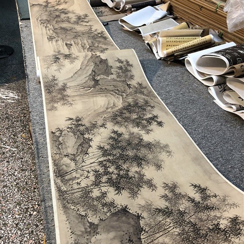 诸升诸昇万千烟雨图高清微喷古代名画复制国画竹子装饰画墨竹画稿