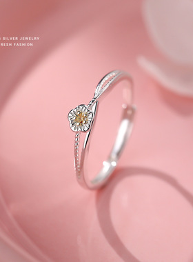 相遇花开S925银X设计花朵戒指