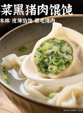 湖鲜领荠菜黑猪肉大馄饨上海经典菜肉馄饨冷冻速食早餐带调料混沌