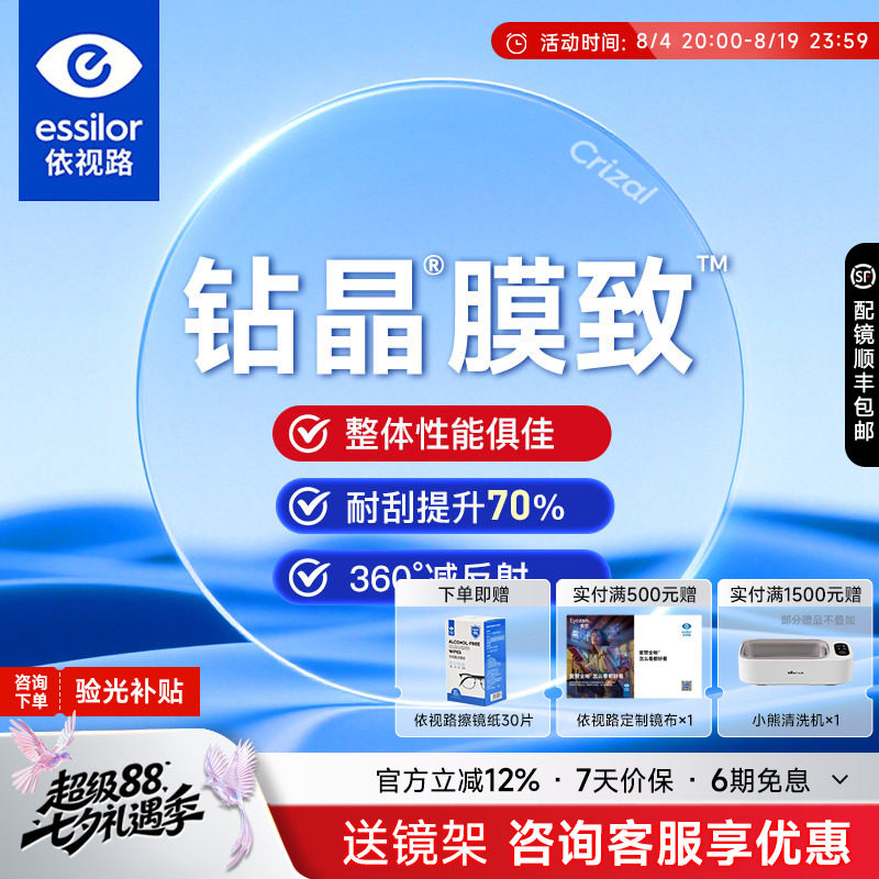 依视路1.67钻晶膜致防蓝光