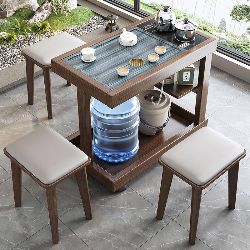 实木茶桌家用小茶台客厅办公室侧边茶水柜阳台极简可移动小型茶几