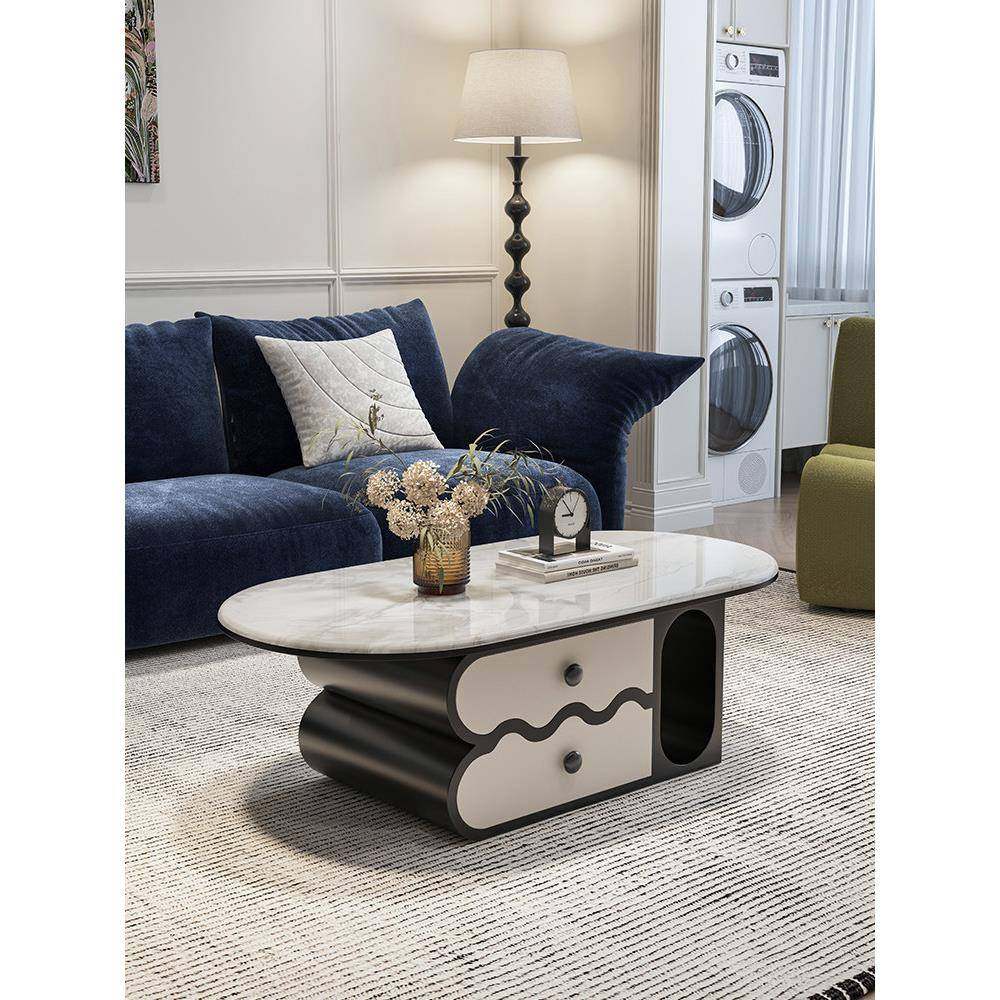 客厅家用岩板微晶石茶几轻奢高级感小户型创意现代大理石椭圆茶桌,住宅家具,茶几,淘宝优惠券,粉丝福利购,淘宝优惠卷
