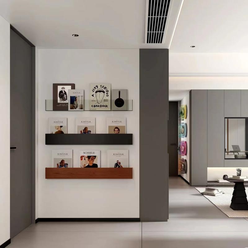 小红书创意铁艺一字壁挂隔板书报架网红书架报刊架装饰杂志置物架