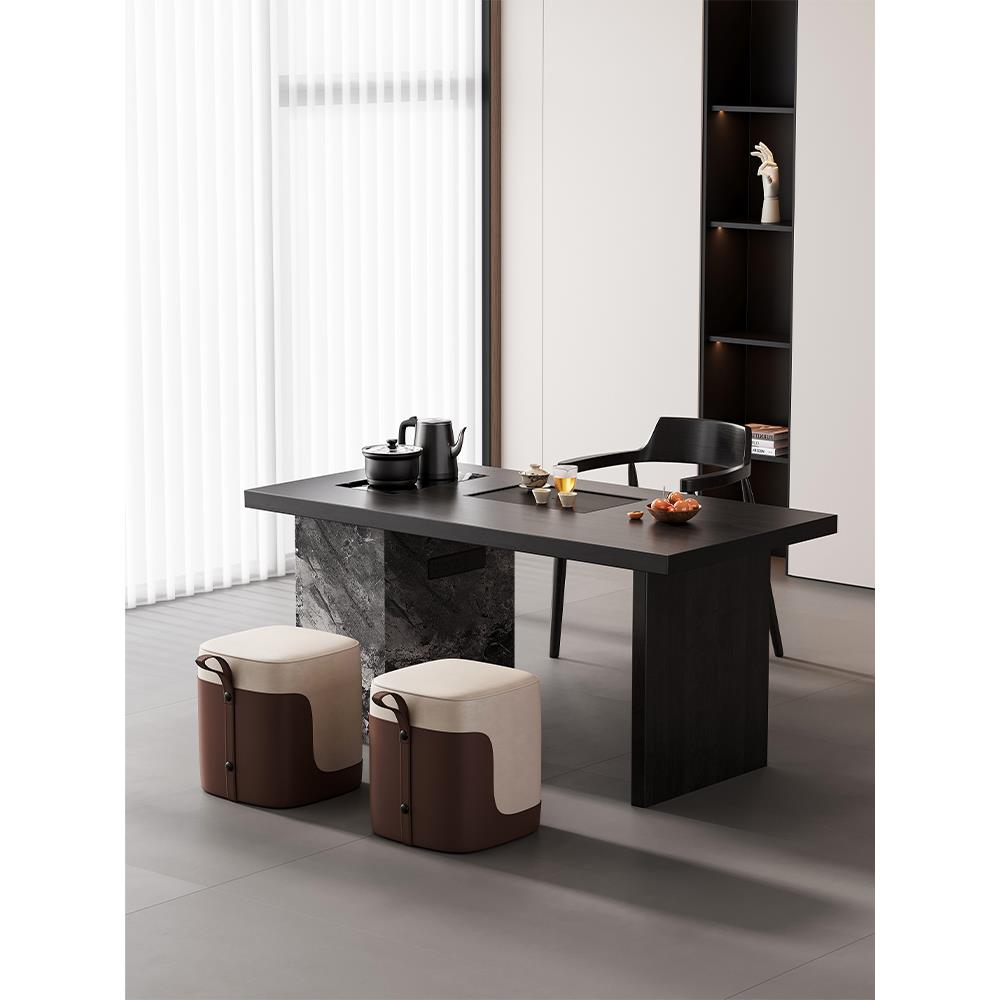 吉赠意式极简2025新款小型精致阳台茶桌烧水壶一体嵌入式家用茶台