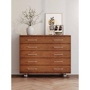 穆瑞家居中古五斗柜覆古餐边柜沙发边柜实木移动储物柜卧室床尾柜