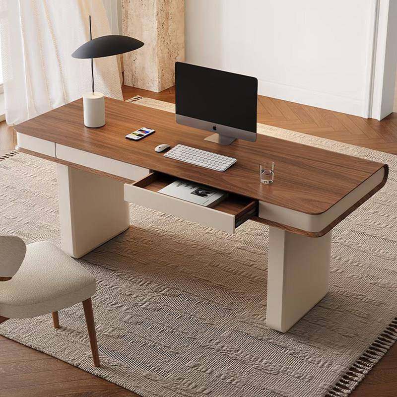 中古风实木书桌家用设计师款书房电脑桌现代简约奶油风轻奢办公桌,住宅家具,书桌,淘宝优惠券,粉丝福利购,淘宝优惠卷