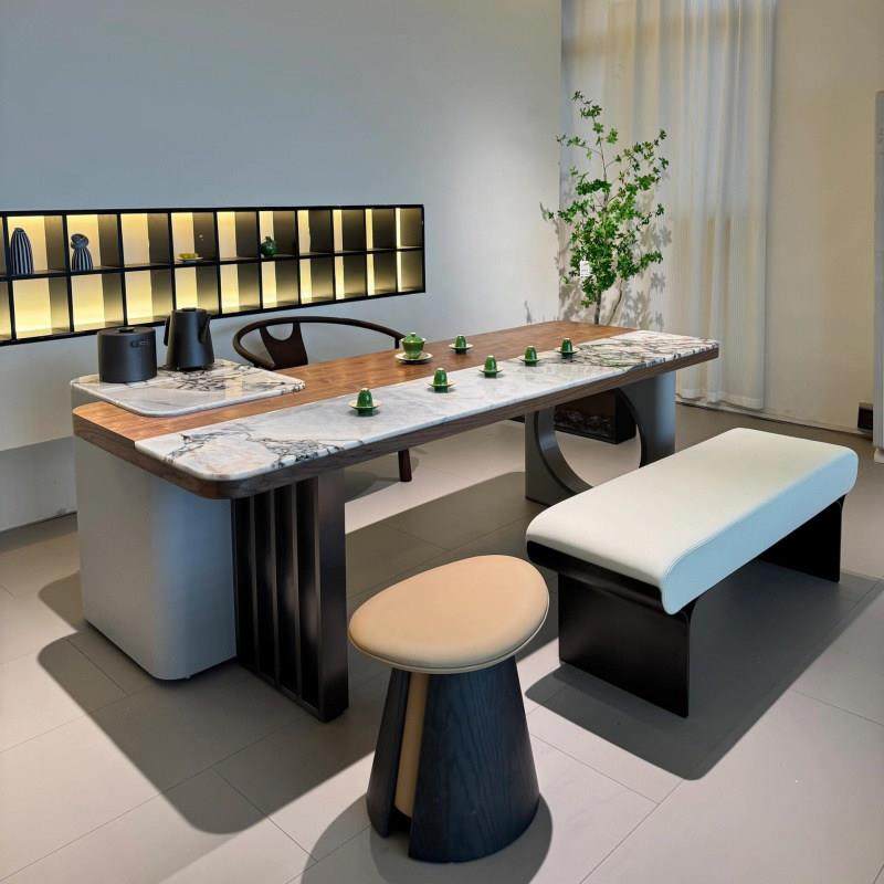 新中式北美黑胡桃木茶桌椅组合轻奢高级感实木岩板面茶台泡茶桌,住宅家具,家用茶台/茶桌,淘宝优惠券,粉丝福利购,淘宝优惠卷