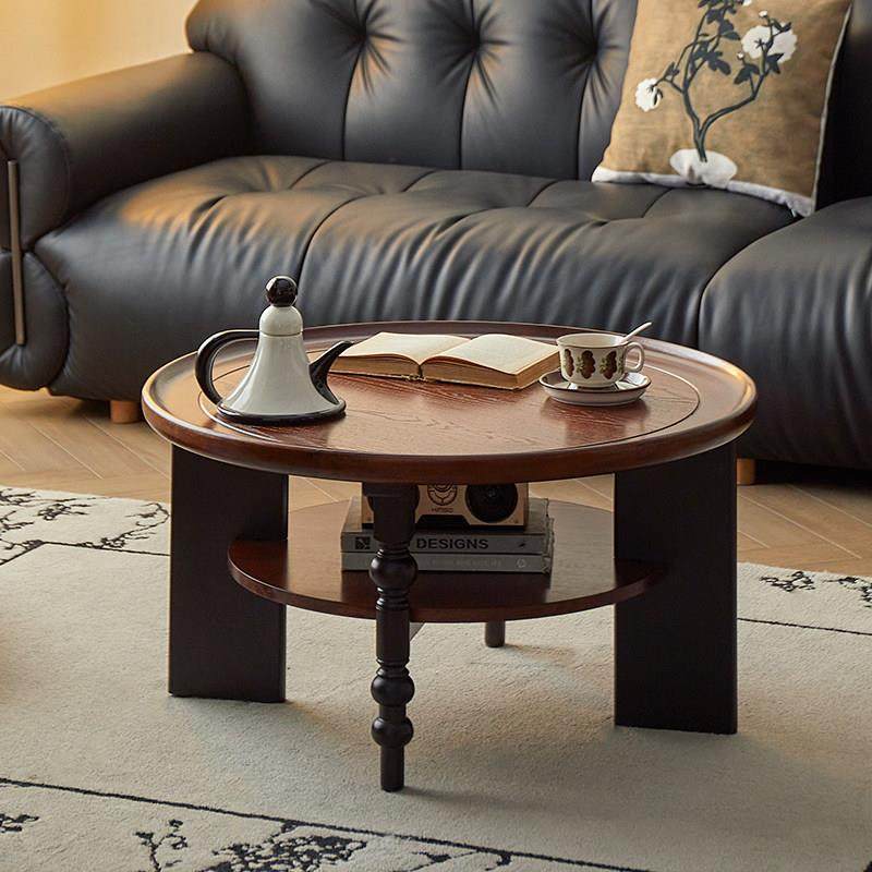 法式实木茶几圆形茶桌小户型中式小桌子古风家用客厅美式复古新款,住宅家具,茶几,淘宝优惠券,粉丝福利购,淘宝优惠卷