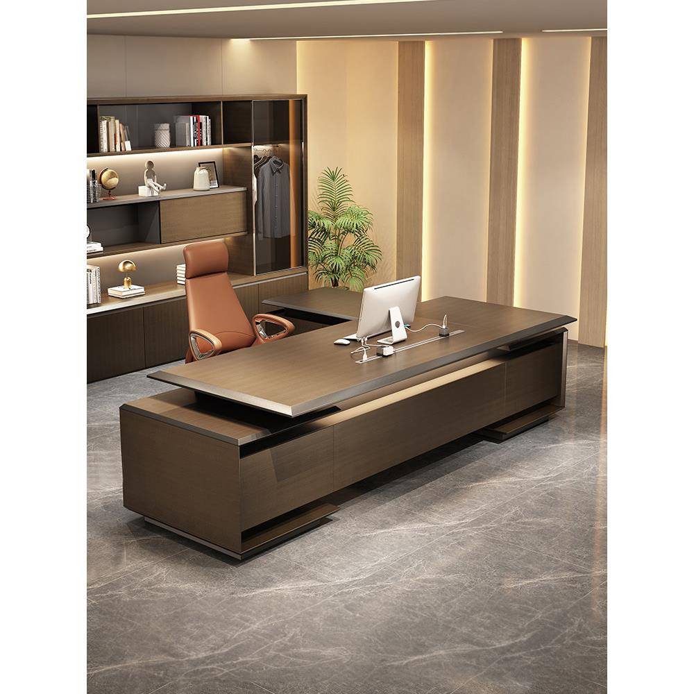 WEI系列办公桌带灯总裁老板桌高档董事长大班台轻奢现代高端风格