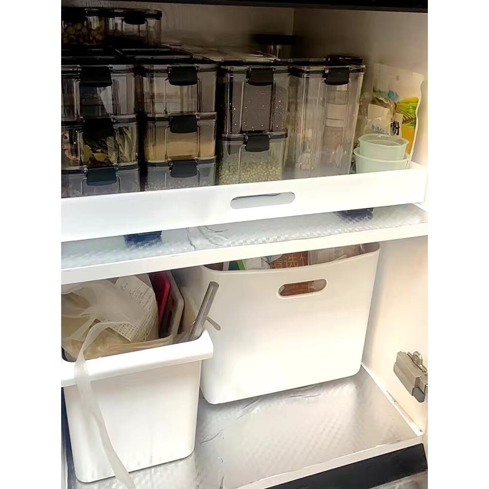 橱柜内抽屉置物架厨房收纳拉篮下水槽抽拉式储物洗衣机柜轨道托盘