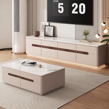 现代简约高款落地电视柜茶几组合小户型客厅家用双层储物电视机柜