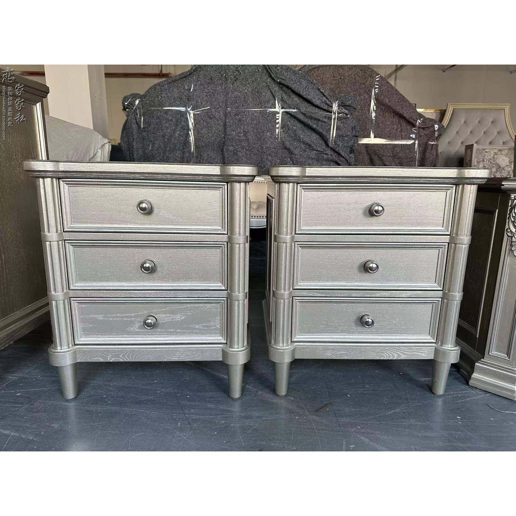 现货美式ART家具莫里印象床头柜 复古轻奢高级灰三抽实木床边柜,住宅家具,床头柜,淘宝优惠券,粉丝福利购,淘宝优惠卷