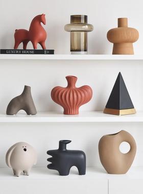 侘寂风轻法式中古高级感花器装饰工艺品艺术摆件样板间客厅摆设